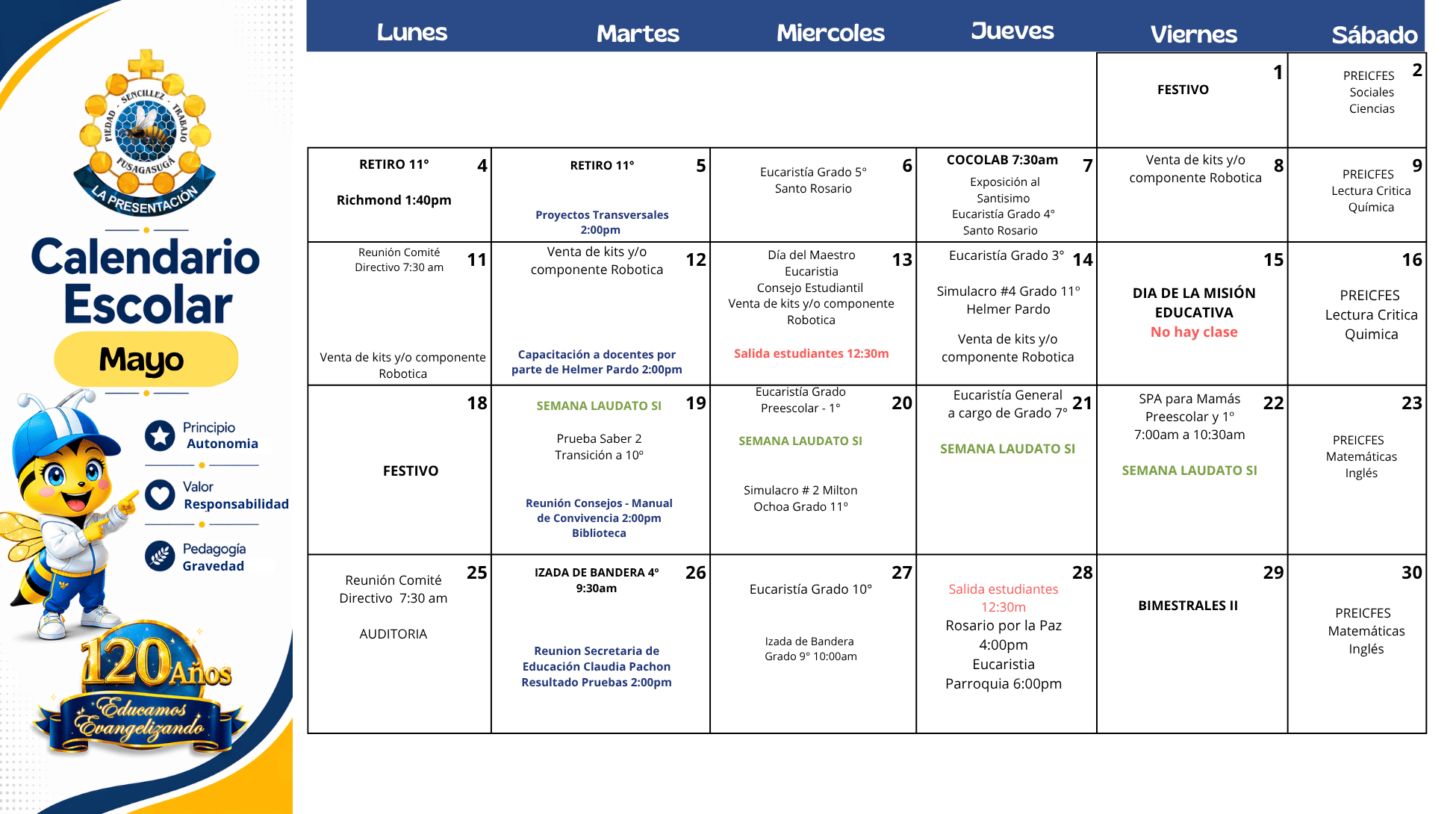 CALENDARIO MAYO 2026